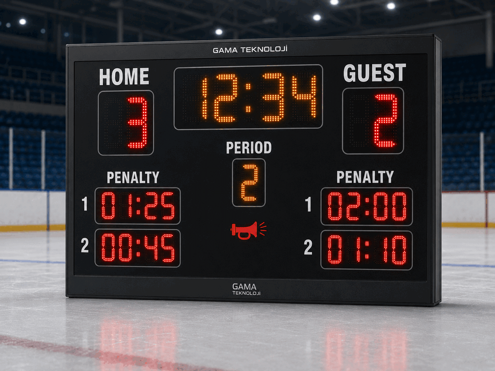 Buz Hokeyi Skorbordu – Profesyonel Penaltı Süreli Skorbord