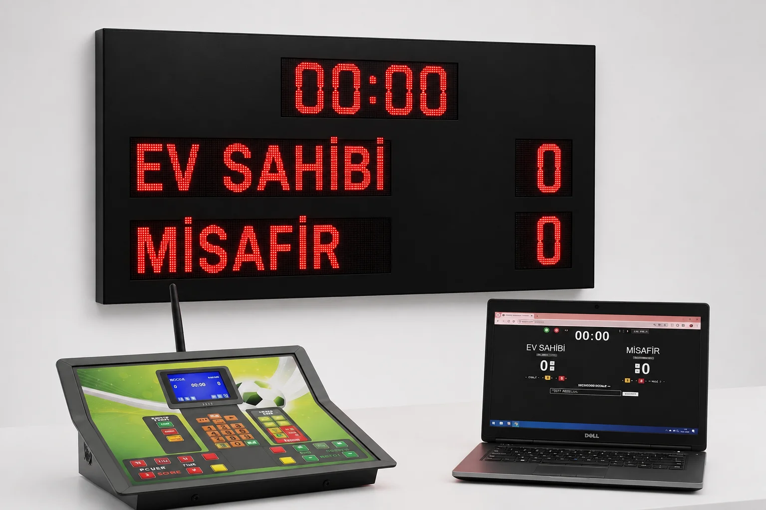 Profesyonel Futbol Skorbordu 384×144 cm – Tam Ekran Tek Renk LED